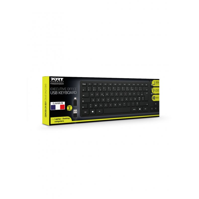 Port Designs 900754-FR clavier USB AZERTY Français Noir