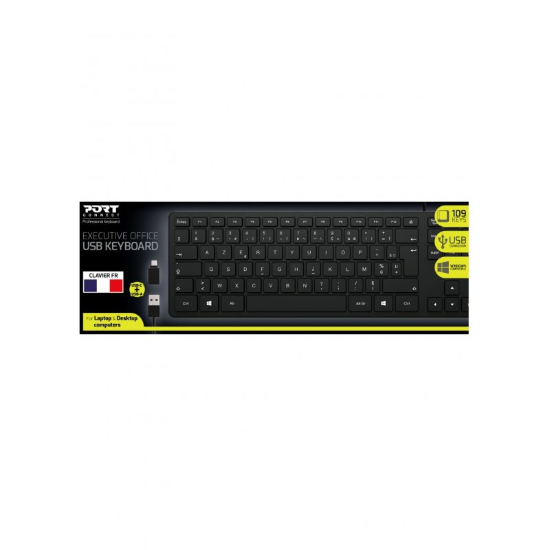 Port Designs 900754-FR clavier USB AZERTY Français Noir