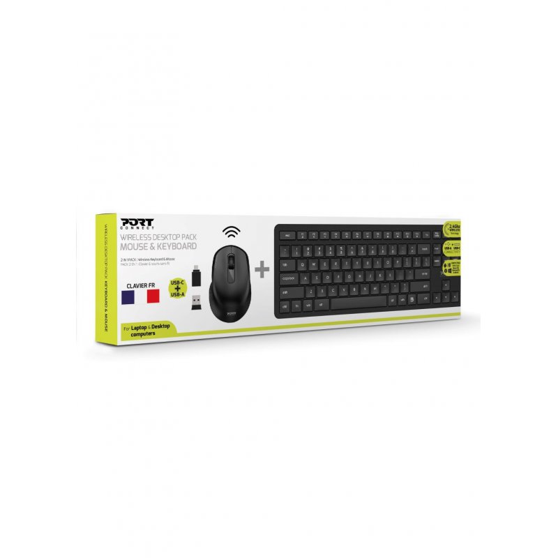 Port Designs 900904-FR clavier Souris incluse AZERTY Français Noir
