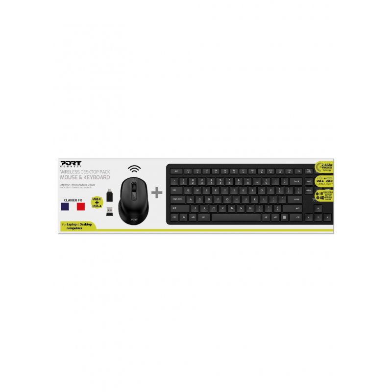 Port Designs 900904-FR keyboard Mouse included AZERTY French Black