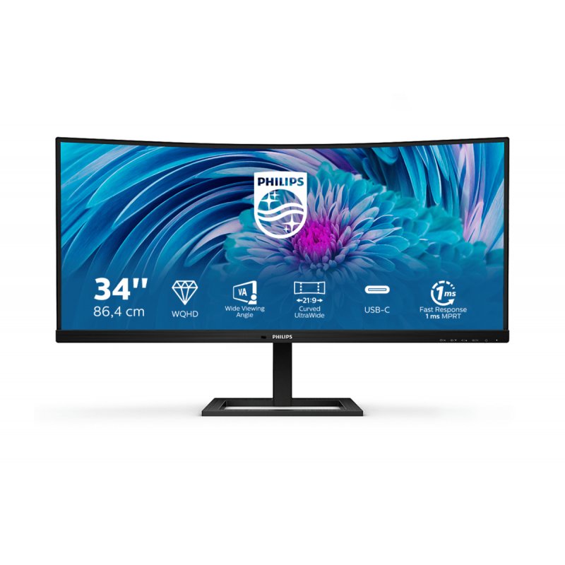Philips E Line 346E2CUAE/00 écran plat de PC 86,4 cm (34") 3440 x 1440 pixels Wide Quad HD+ LCD Noir