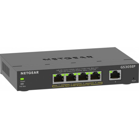 NETGEAR 5-Port Gigabit Ethernet PoE+ Plus Switch (GS305EP) Géré L2/L3 Gigabit Ethernet (10/100/1000) Connexion Etherne