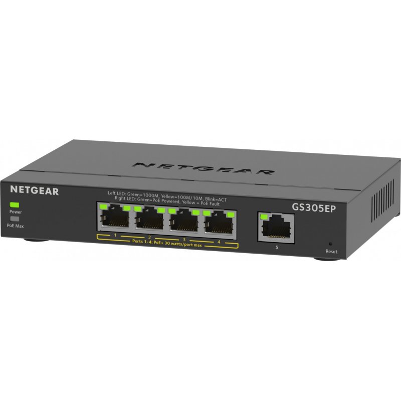 NETGEAR 5-Port Gigabit Ethernet PoE+ Plus Switch (GS305EP) Managed L2/L3 Gigabit Ethernet (10/100/1000) Power over Ether
