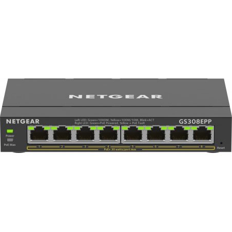 NETGEAR 8-Port Gigabit Ethernet High-Power PoE+ Plus Switch (GS308EPP) Géré L2/L3 Gigabit Ethernet (10/100/1000) Conne