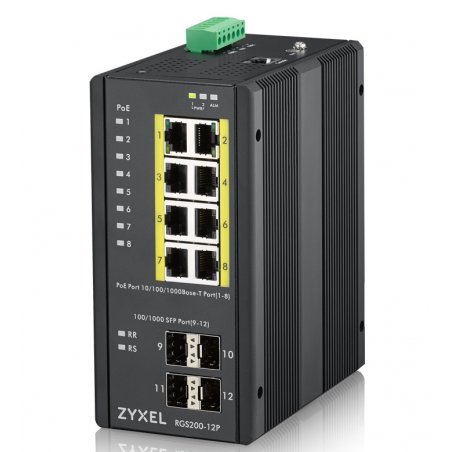 Zyxel RGS200-12P Géré L2 Gigabit Ethernet (10/100/1000) Connexion Ethernet, supportant l'alimentation via ce port (PoE