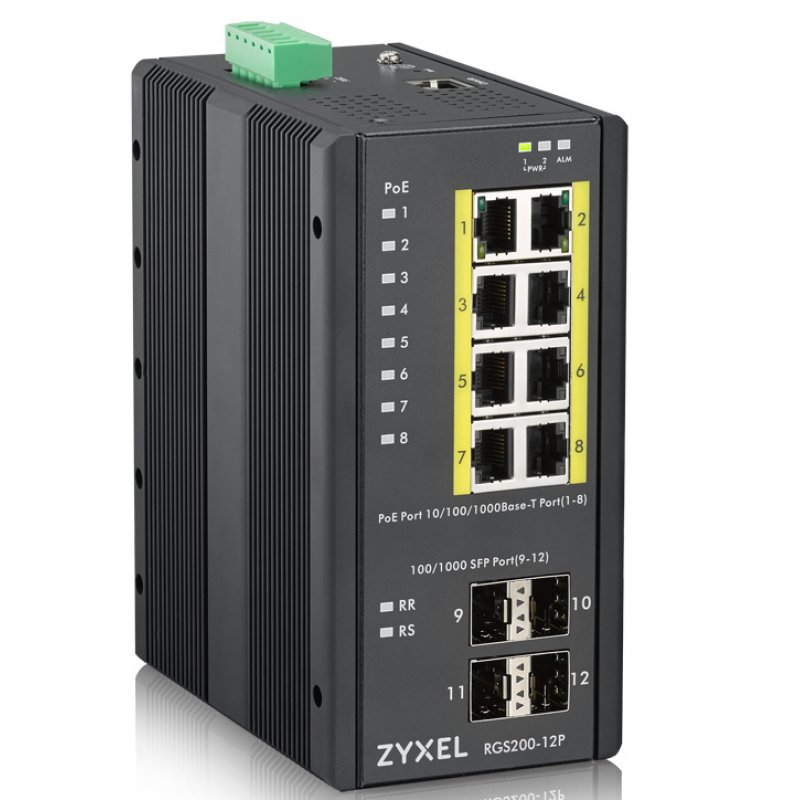 Zyxel RGS200-12P Managed L2 Gigabit Ethernet (10/100/1000) Power over Ethernet (PoE) Black