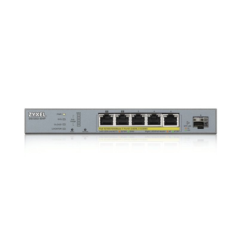 Zyxel GS1350-6HP-EU0101F commutateur réseau Géré L2 Gigabit Ethernet (10/100/1000) Connexion Ethernet, supportant l'a