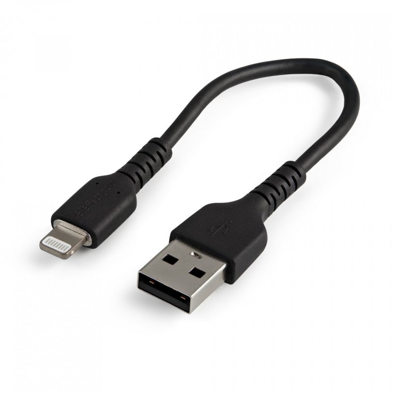 StarTech.com 6 inch (15cm) Durable Black USB-A to Lightning Cable - Heavy Duty Rugged Aramid Fiber USB Type A to Lightni