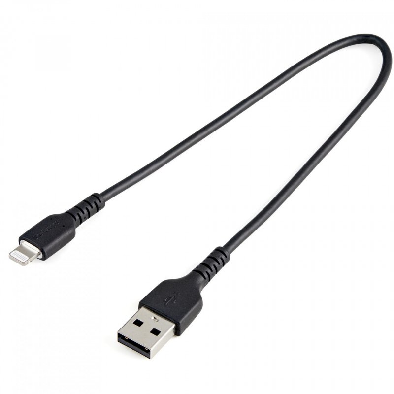 StarTech.com 12inch (30cm) Durable Black USB-A to Lightning Cable - Heavy Duty Rugged Aramid Fiber USB Type A to Lightni