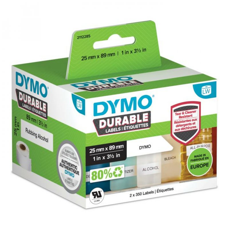 DYMO LW Pack de 2 rouleaux d'étiquettes universelles permanentes blanches - 89 x 25 mm