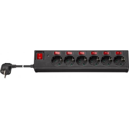 Goobay 6-Way Surge-Protected Power Strip with Switch, 1.5 m