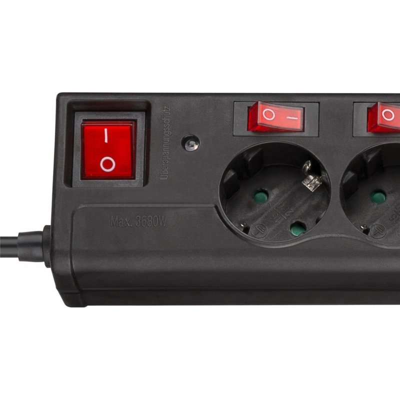 Multiprise Surtension Goobay compatible 6 prises avec interrupteurs individuels 1,50m (Noir)