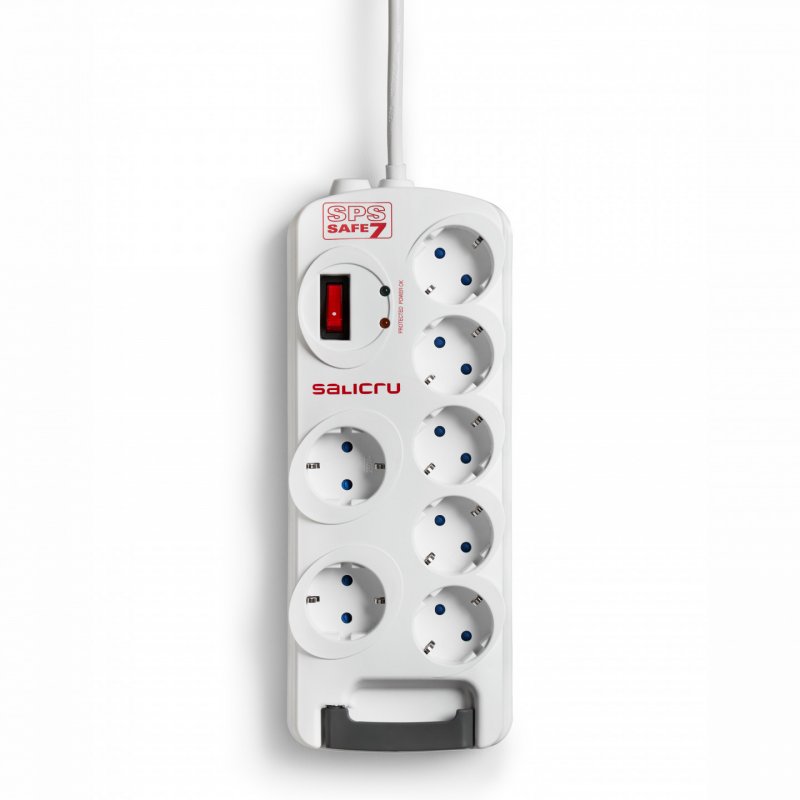 Multiprise Salicru compatible SPS Safe 7 - 7 prises + Interrupteur 1,8m (Blanc)