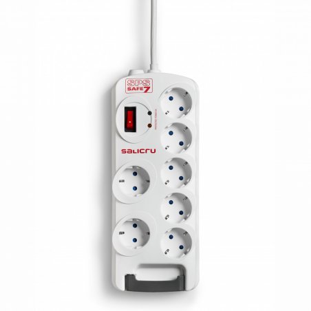 Multiprise Salicru compatible SPS Safe 7 - 7 prises + Interrupteur 1,8m (Blanc)