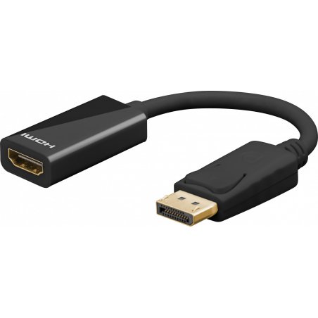 Câble adaptateur Goobay compatible DisplayPort mâle 1.2 vers HDMI femelle (Type A) 10cm (Noir)