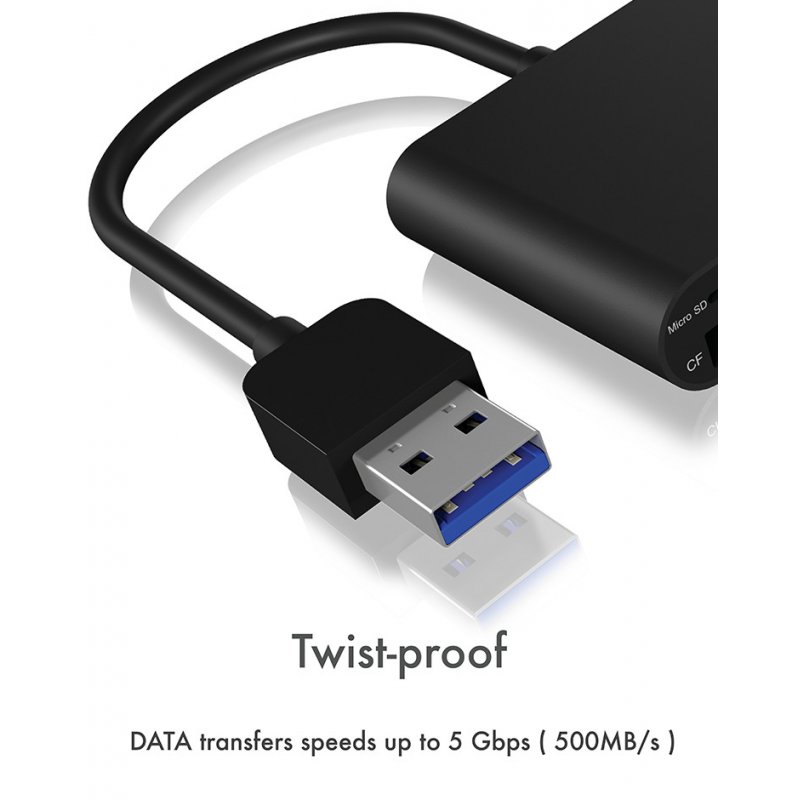 Lecteur de Cartes externe Icy Box compatible IB-CR301 USB 3.0 (Noir)
