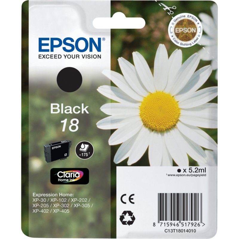 Cartouche d'encre Epson compatible Paquerette 18 (Noir)