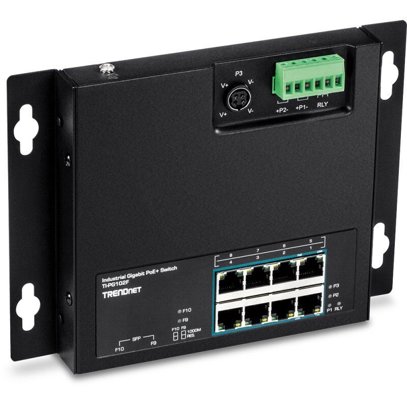 10-P. IND.GB POE+WALL-MT SWITCH FRONT ACCESS POE+