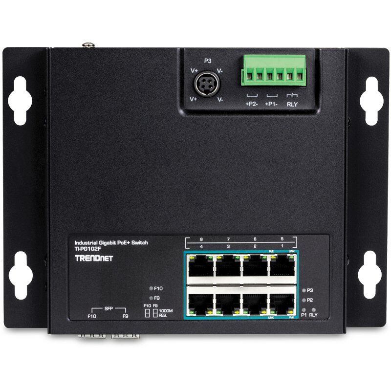 10-P. IND.GB POE+WALL-MT SWITCH FRONT ACCESS POE+