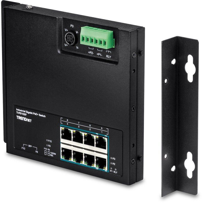 10-P. IND.GB POE+WALL-MT SWITCH FRONT ACCESS POE+