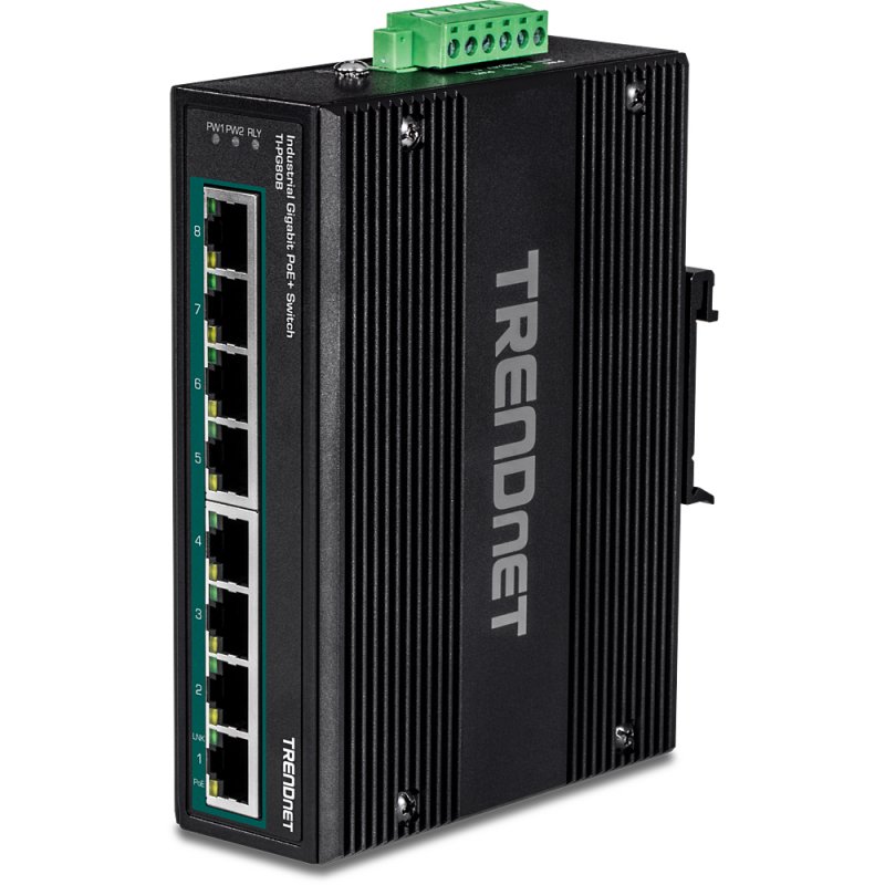 8-PORT INDUSTRIAL GIGABIT POE+ DIN-RAIL SWITCH (24 - 56V)