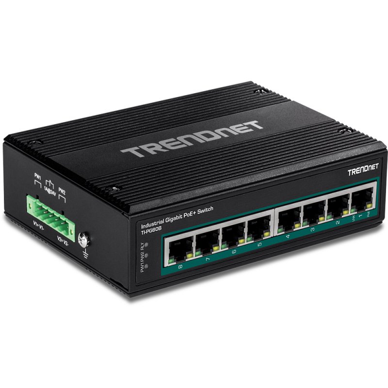 8-PORT INDUSTRIAL GIGABIT POE+ DIN-RAIL SWITCH (24 - 56V)
