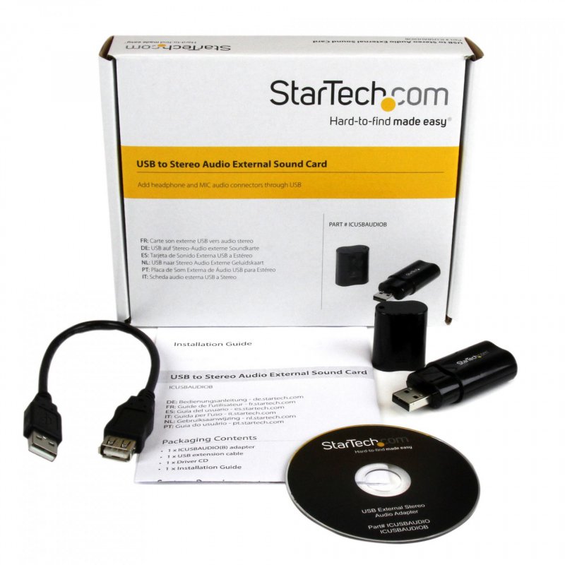 StarTech.com USB Sound Card - 3.5mm Audio Adapter - External Sound Card - Black - External Sound Card (ICUSBAUDIOB) - S