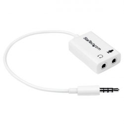 StarTech.com White headset adapter for headsets with separate headphone / microphone plugs - 3.5mm 4 position to 2x 3 po