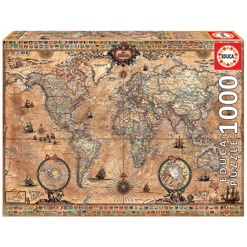 Puzzle Educa compatible - Carte du monde Historique (1000 pièces)