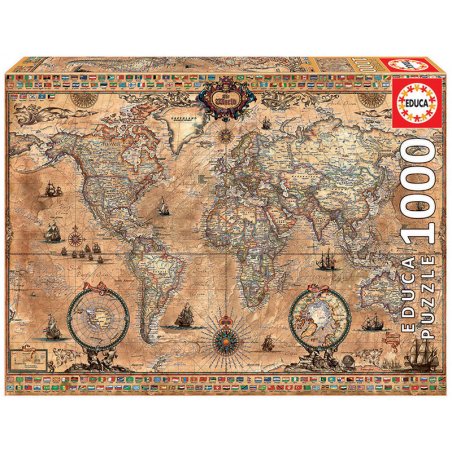 Educa Antique World Map Jeu de puzzle 1000 pièce(s) Cartes