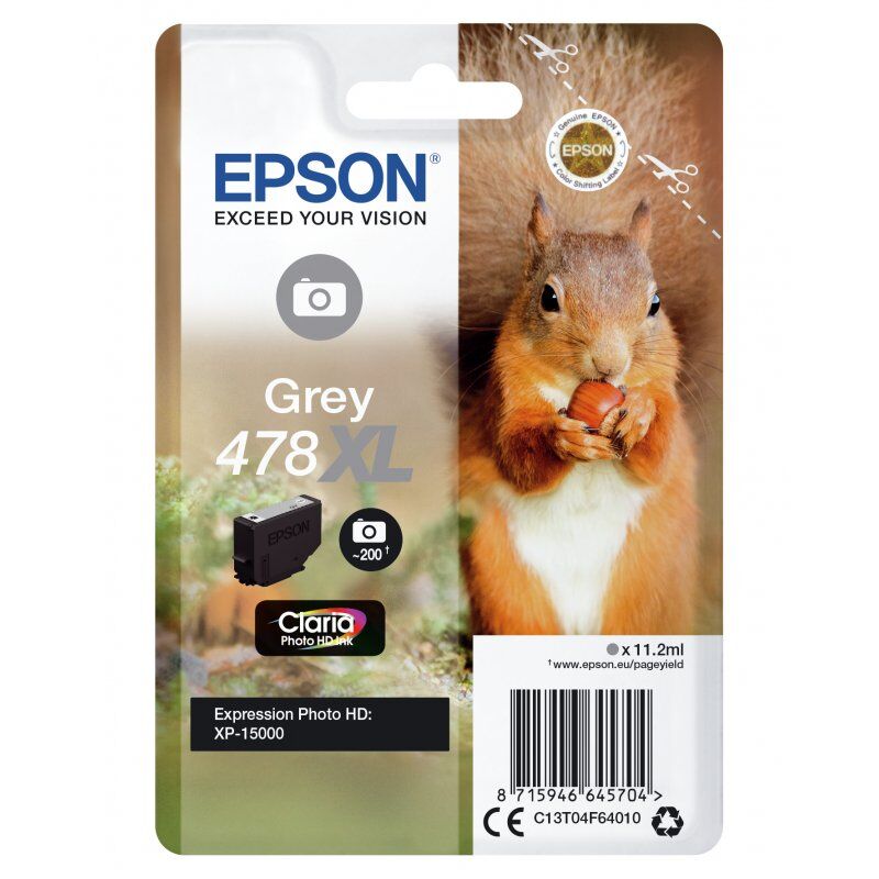 Squirrel Singlepack Grey 478XL Claria Photo HD Ink