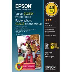 Epson Value Glossy Photo Paper - 10x15cm - 2x 20 sheets (BOGOF)