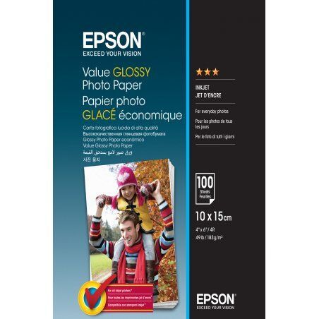 Epson Value Glossy Photo Paper - 10x15cm - 100 Feuilles