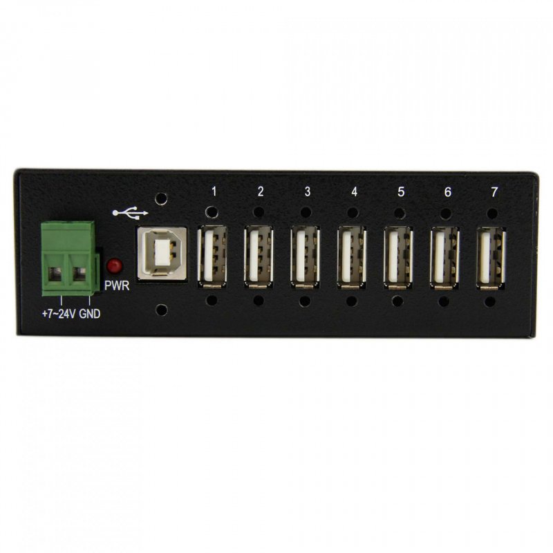 StarTech.com 7-Port USB 2.0 Hub - Metal Industrial USB-A Hub with ESD Protection & 350W Surge Protection - Din Rail, Wal
