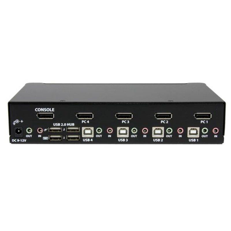 COMMUTATEUR KVM DISPLAYPORT 4 PORTS USB AVEC AUDIO