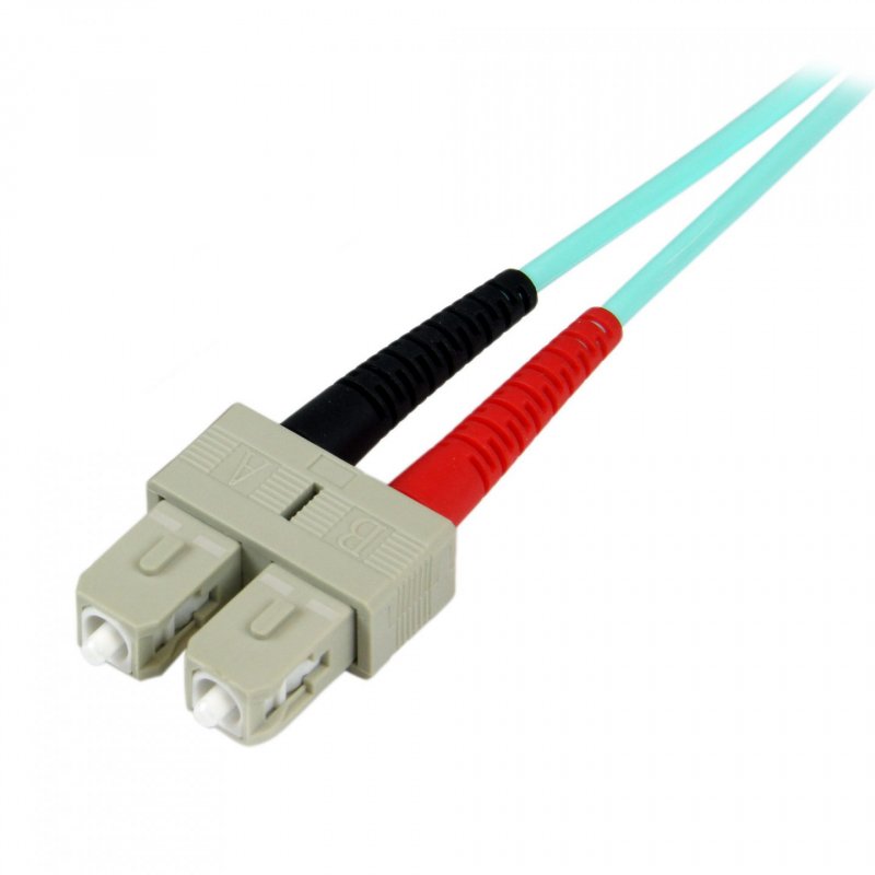 StarTech.com Câble Fibre Optique Multimode de 2m LC/UPC à SC/UPC OM3, Fibre Zipcord Full Duplex 50/125µm, Réseaux 10