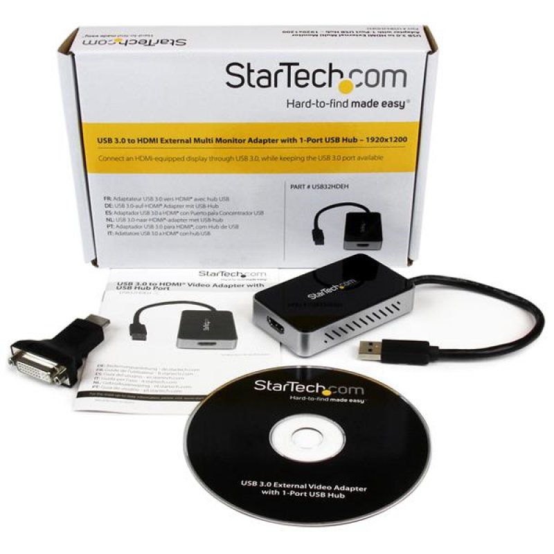 StarTech.com USB 3.0 to HDMI Adapter with 1-Port USB Hub – 1920x1200