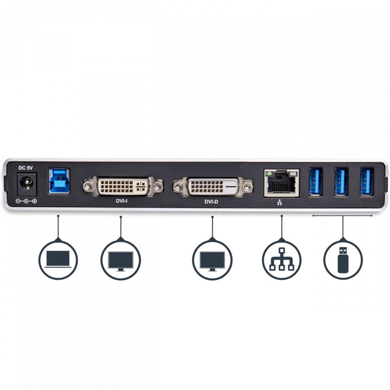 STATION D ACCUEIL USB 3.0 PC PORTABLE 2 X DVI / USB / GBE