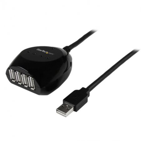 CABLE USB 2.0 ACTIF DE 15 M AVEC HUB USB @ 4 PORTS - NOIR