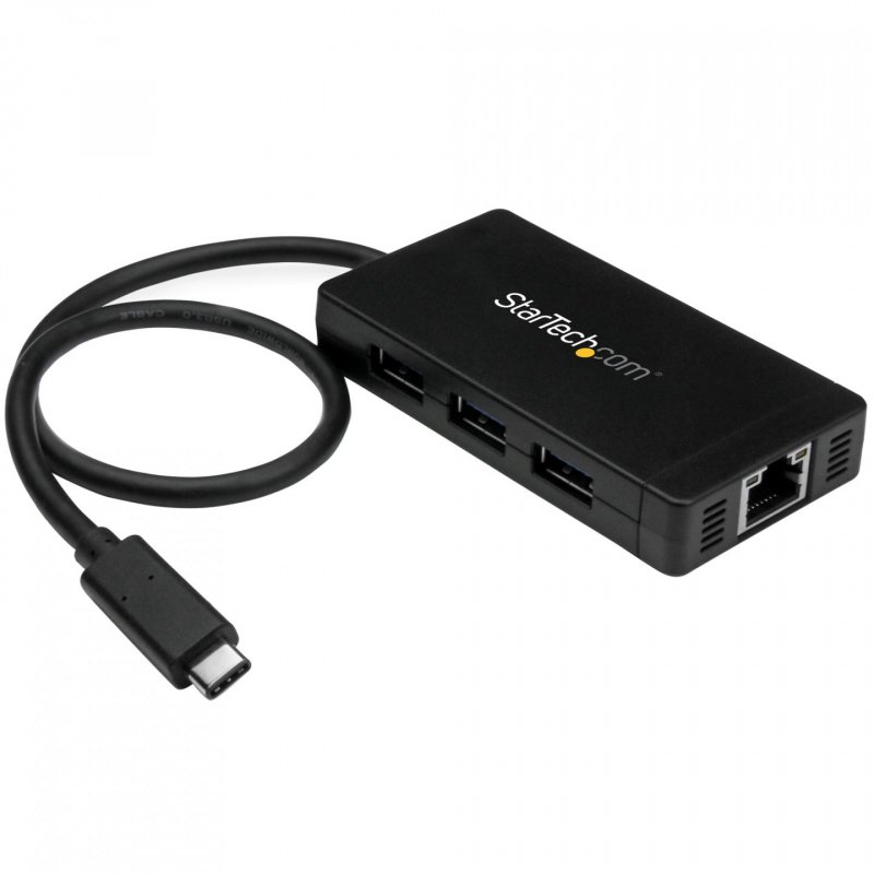 StarTech.com Hub USB-C à 3 ports avec Gigabit Ethernet - USB-C vers 3x USB-A - USB 3.0 - 5Gbps - Adaptateur d'alimentat