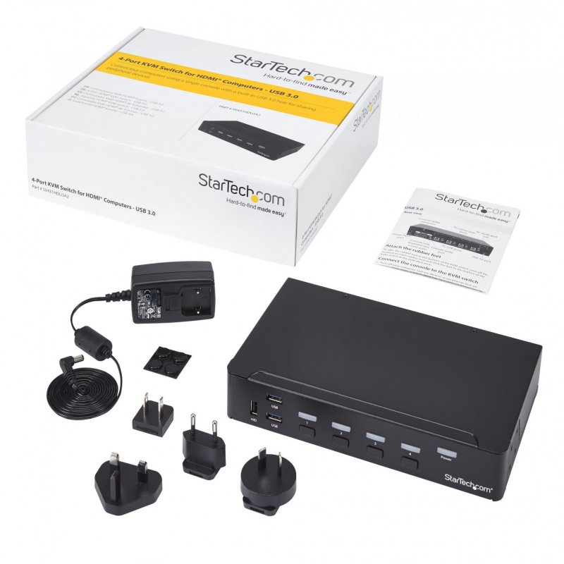 StarTech.com Switch KVM USB HDMI à 4 ports avec hub USB 3.0 intégré - 1080p