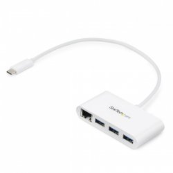 HUB USB 3.0 A 3 PORTS AVEC GIGABIT ETHERNET - USB-C - BLANC