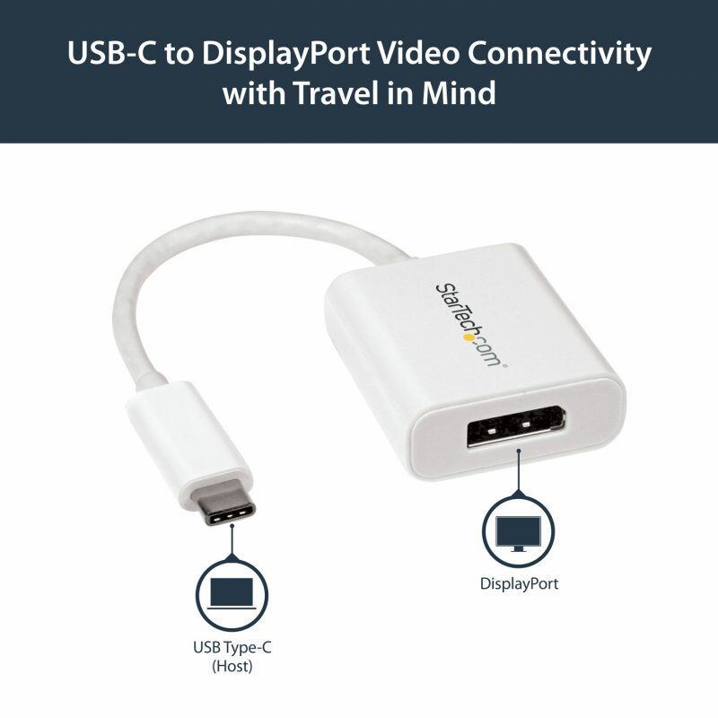 ADAPTATEUR VIDEO USB-C VERS DISPLAYPORT - 4K 60 HZ - BLANC