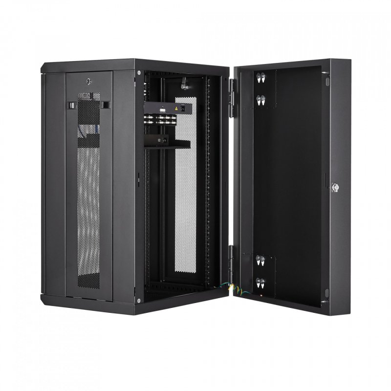 StarTech.com 18U 19" Wall Mount Network Cabinet - 16" Deep Hinged Locking IT Network Switch Depth Enclosure - Assembled 