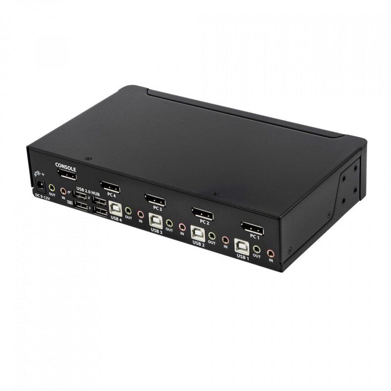 StarTech.com 4 Port DisplayPort KVM Switch - 4K 60Hz - Single Display - Dual Port UHD DP 1.2 USB KVM Switch with Integra