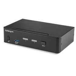 StarTech.com Switch KVM DisplayPort à 2 Ports - 4K60Hz - Écran Unique - Switch KVM USB UHD DP 1.2 à 2 Ports avec Hub 
