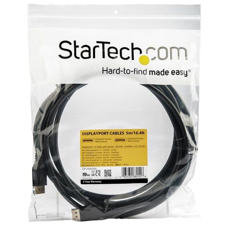 StarTech.com 5 m VESA Certified DisplayPort 1.4 Cable - 8K 60Hz HBR3 HDR - 16 ft Super UHD DisplayPort to DisplayPort Mo