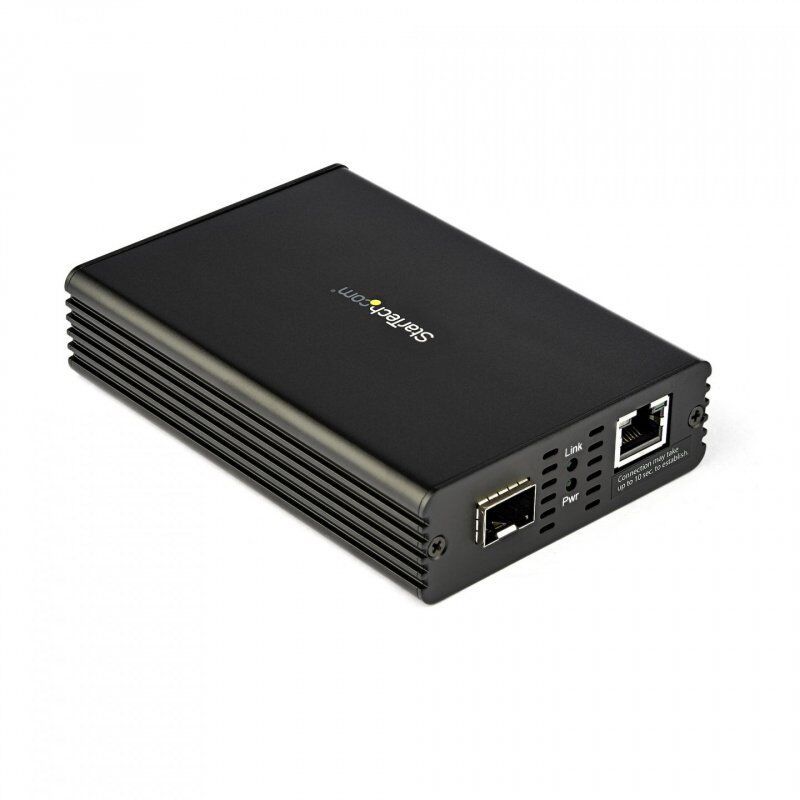 StarTech.com 10GbE Fiber Ethernet Media Converter for 1/2.5/5/10Gbps Network NBASE-T SFP to RJ45 Multigigabit Singlemode