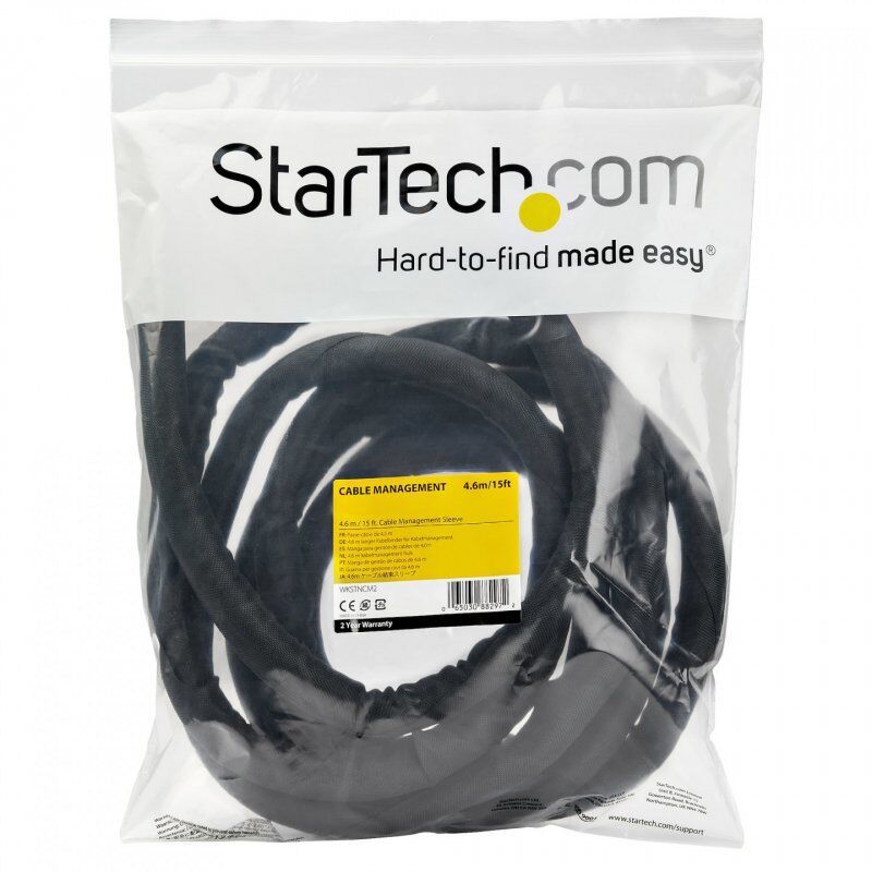 StarTech.com 15' (4.6m) Cable Management Sleeve - Flexible Coiled Cable Wrap - 1.0-1.5" dia. Expandable Sleeve - Polyest