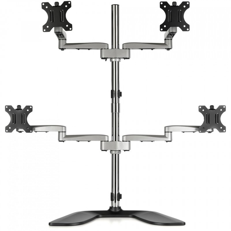 StarTech.com Desktop Quad Monitor Stand - Ergonomic VESA 4 Monitor Arm (2x2) up to 32" - Free Standing Articulating Univ